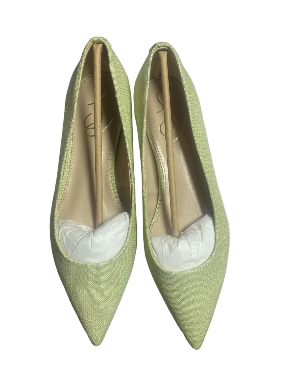 Sam Edelman Wanda Pointed Toe Flats Pistachio Linen 7.5